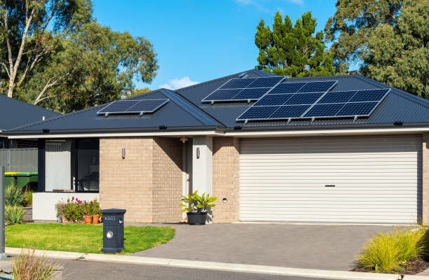 Typical new residential property with solar panels in South Australia